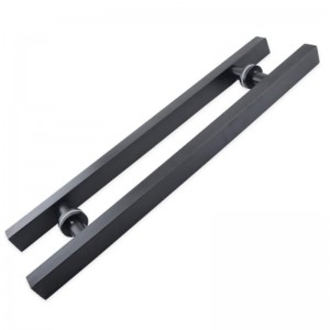 SS-031ブラック高品質ステンレススチールガラスドアプッシュプルハンドルH形状ダブルサイド、24インチスクエアスライドドアハンドル