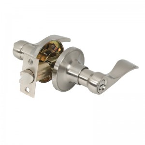 7306プライバシードアレバーサテンニッケル、クラシックウェーブスタイルのインテリアドアハンドルベッドルームバスルームのためのキーレス