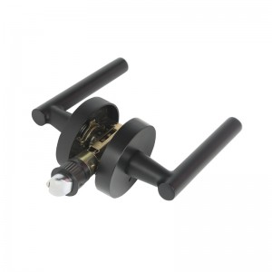 R7506ホームベッドルームまたはバスルームのプライバシーのためのモダンな現代的なスリムラウンドデザイン、キーレスドアロックを備えたブラックドアハンドルレバー